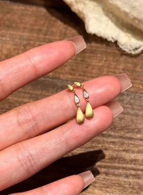 小众复古S925纯银拉丝水滴流苏项链 富家女老钱风Y形锁骨链毛衣链