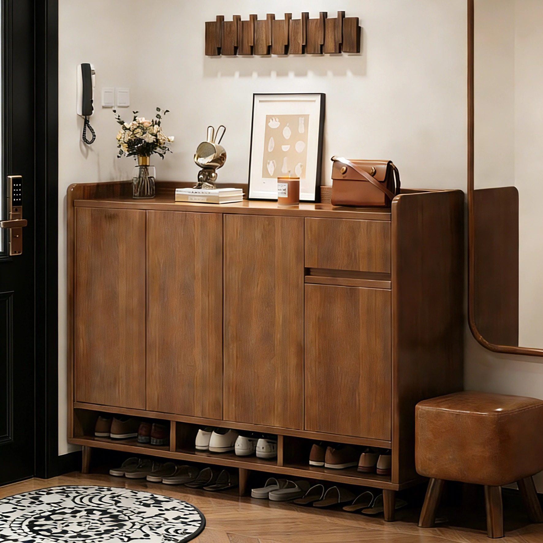 实木鞋柜家用门口入户门储物收纳柜一体靠墙2025新款爆款高档鞋架,住宅家具,鞋柜,淘宝优惠券,粉丝福利购,淘宝优惠卷