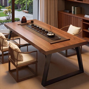 茶桌茶台家用去客厅化阳台大板茶桌新中式泡茶桌椅组合喝茶洽谈桌