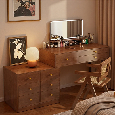 可伸缩转角梳妆台化妆桌收纳柜