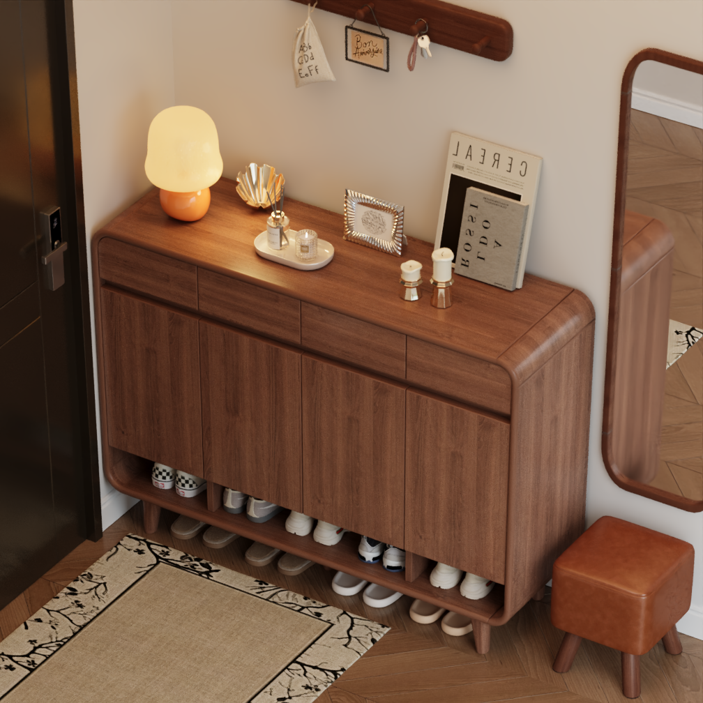 实木芯鞋柜家用门口门外走廊收纳柜一体靠墙2025新款爆款高档鞋架