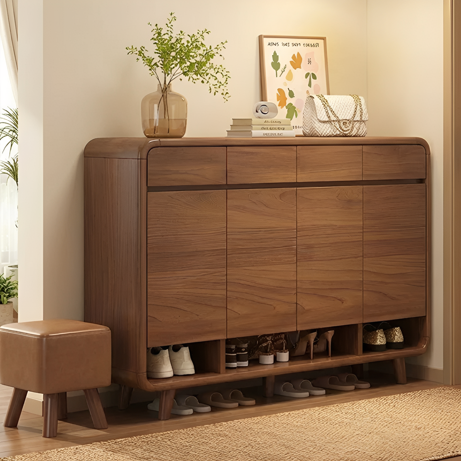 鞋柜家用门口靠墙多层大容量收纳玄关柜中古风楼道门外入户置物柜,住宅家具,鞋柜,淘宝优惠券,粉丝福利购,淘宝优惠卷