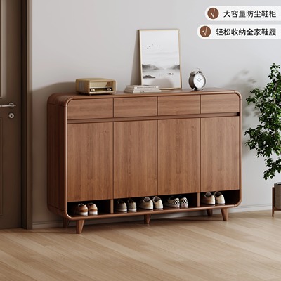 入户实木圆角鞋柜收纳柜