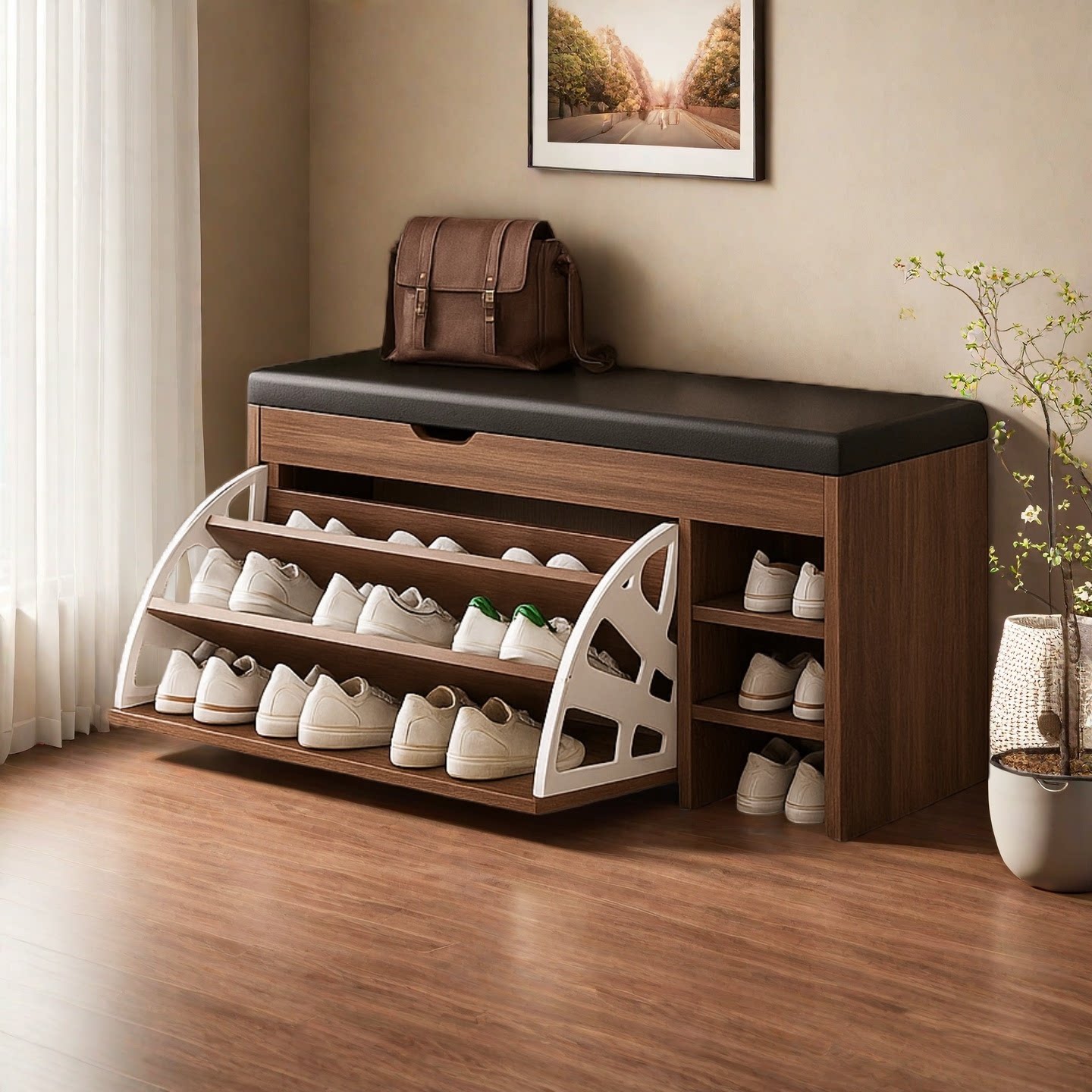 入户换鞋凳家用门口可坐鞋柜坐凳一体翻斗鞋架玄关储物进门穿鞋凳