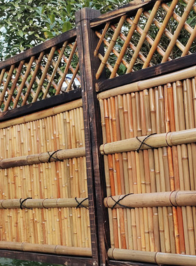 名宿防腐碳化竹篱笆栅栏竹竿编织室内屏风隔断户外花园围栏可定制
