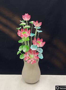 琉璃手工荷花佛供花书房