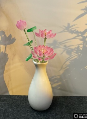 高档琉璃手工仿真荷花佛堂供佛