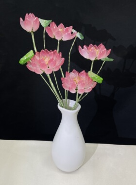 纯手工琉璃荷花佛供花观音佛系精致高档装饰轻奢简约摆件供奉装饰