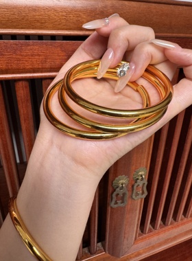 古法传承手镯女越南沙金仿真实心正品镯子久不掉色结婚首饰礼物