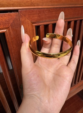 金店同款古法传承沙金镯子泥鳅背素圈手镯女仿真实心镯子首饰结婚