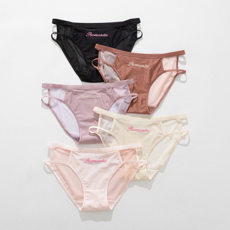 细带字母冰丝内裤女少女中腰三角裤无痕高开叉大长腿透明透视亲肤,女士内衣/男士内衣/家居服,女三角裤,淘宝优惠券,粉丝福利购,淘宝优惠卷