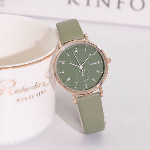 chic女学生小众设计绿色考试手表