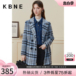 西装格纹毛呢外套女2022年冬新品kbne高级感学院风时尚冬装外套