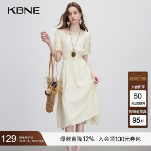 裙子 小众设计小个子法式 KBNE连衣裙女方领气质长裙2025夏季 新款