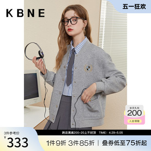 棒球服外套女设计感小众爆款 学院灰色上衣 超好看美式 kbne2024新款