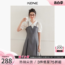 KBNE衬衫连衣裙女气质拼接设计感小众2024夏装新款收腰显瘦裙子