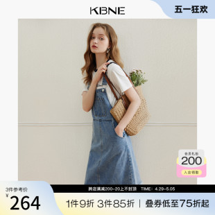 港味复古小个子宽松显瘦裙子 KBNE牛仔背带裙连衣裙女2024夏季 新款