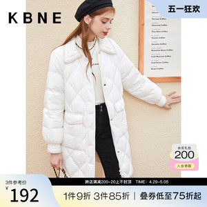 白色羽绒服女kbne2022冬季新款女款中长款小香风加厚面包服大衣