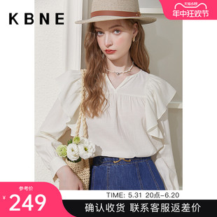 kbne2023春装 衬衫 甜美别致上衣 荷叶边衬衣 女设计感小众法式 新款