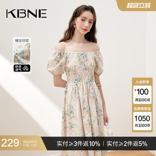 KBNE方领连衣裙女碎花裙长裙2025夏季 洋气裙子 新款 小个子小众法式