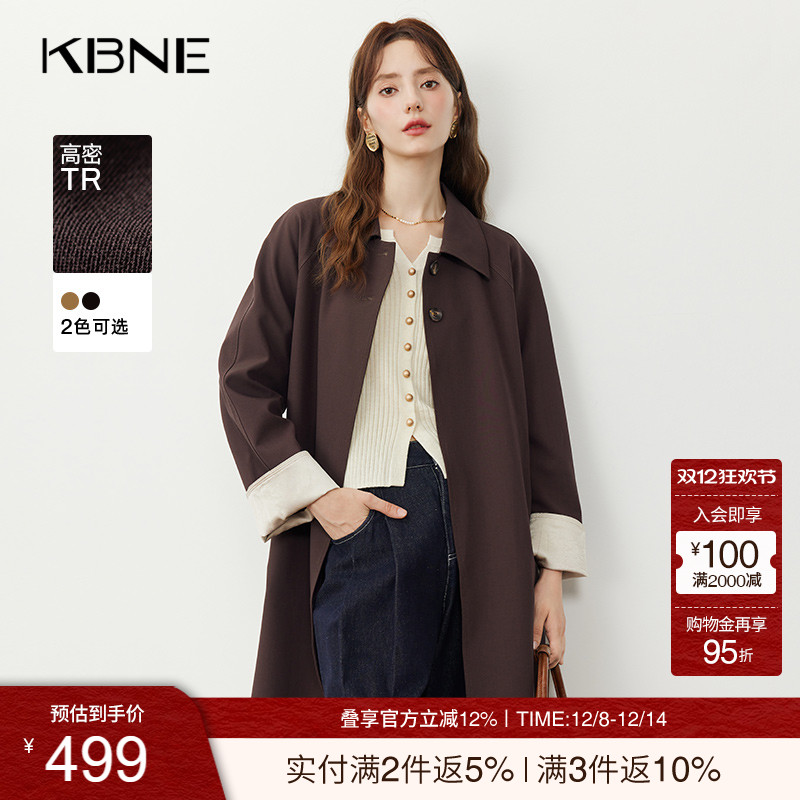 KBNE安可拉红英伦风大衣外套2025秋冬新款长款风衣爆款外衣女装