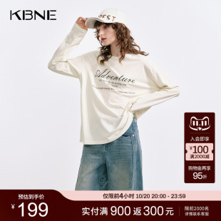 亚麻针织衫 新款 圆领上衣女 针织t恤内搭25秋季 KBNE雪花棉字母长袖