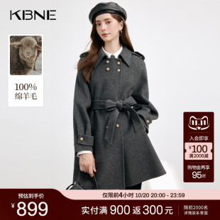 小个子气质秋冬女装 KBNE灰色毛呢外套呢子大衣2025新款 全羊毛