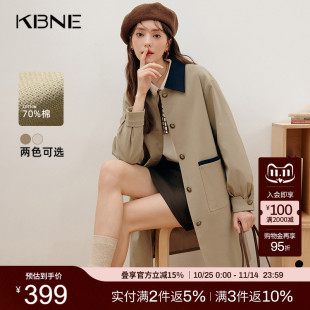 KBNE2025巴恩风服饰新款 春秋女 米色风衣外套英伦风大衣小个子长款