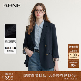 长袖 KBNE藏青色休闲西装 新款 2025秋季 西服小个子上衣气质 外套女装