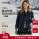 KBNE复古灯芯绒拼接短款 保暖外套 薄款 菱形格羽绒服女2025冬季 新款