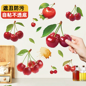 樱桃小贴纸厨房水果冰箱贴客厅瓷砖墙面防水防油墙贴卫浴遮瑕贴画