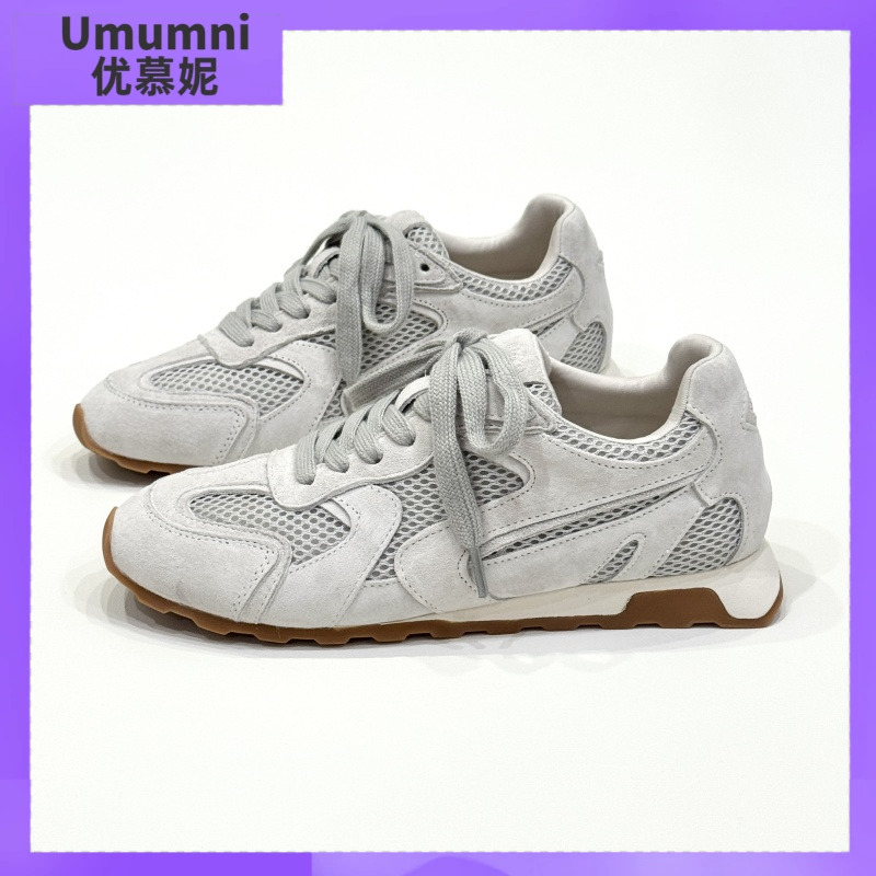 优慕妮真皮平底休闲德训鞋