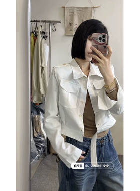 辣妹翻领系扣亚麻防晒衬衫薄外套女2026夏季休闲短夹克
