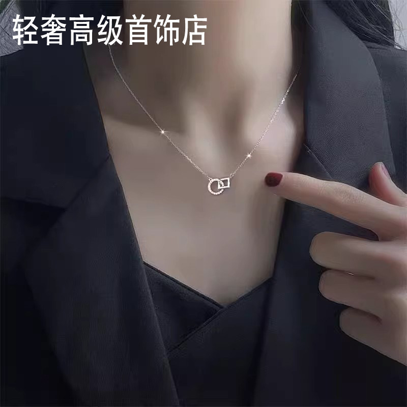 项链纯银环环相扣锁骨链轻奢小众