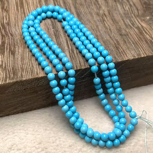 精品蓝色绿松石项链手链女生流行饰品米珠链绿色蓝色3.5mm松石串