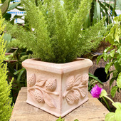 手工陶盆欧式 粗陶花盆罗马红陶盆复古粗陶盆园林花盆浮雕阳台花盆