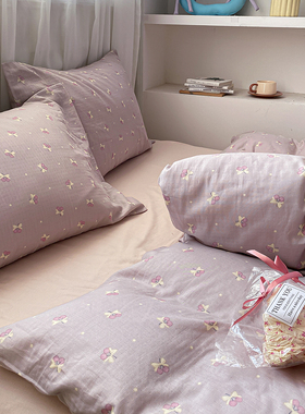 A类纯棉双层纱布被套单件150x210x215单双人180x200碎花全棉被罩