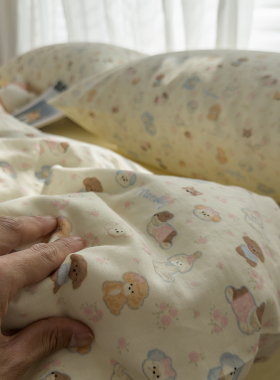 A类纯棉双层纱布被套单件150x210x215单双人220x240全棉卡通被罩