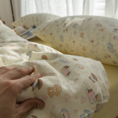 A类纯棉双层纱布被套单件150x210x215单双人220x240全棉卡通被罩