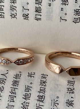 欧美时尚双箭头V金戒指女轻奢镀S925纯银锆石高级感精致食指戒女