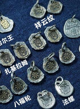 复古S925纯银人像扎基拉姆吊坠DIY挂坠金银拼色小巧吊牌男女项链