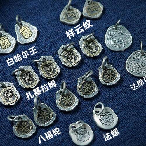 复古纯银人像扎基拉姆小吊坠项链
