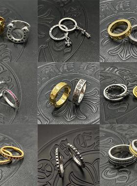 木村泰银十字架情侣对戒哥特风朋克镀S925纯银中性嘻哈男女戒指潮