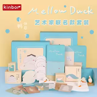 kinbor艺术家联名躺平鸭方格本套装Mellow Duck周计划文具套装送女孩闺蜜生日礼物