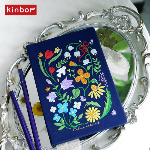 Kinbor 原创PU刺绣B6自填周计划手账本80g时间管理手册日记本笔记本日程工作记事本