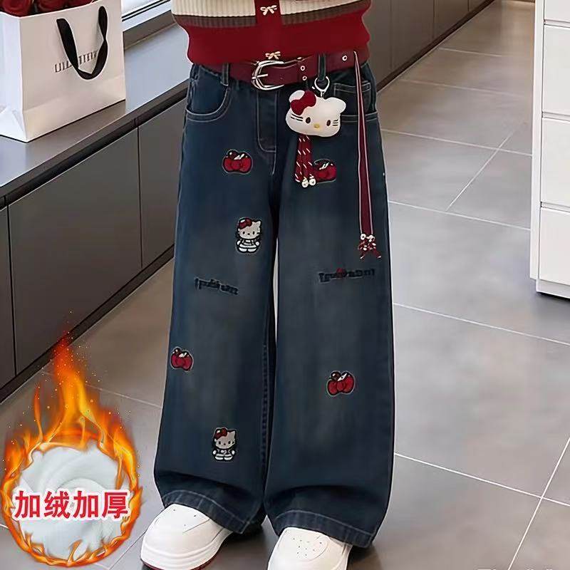 女童裤子牛仔裤加绒加厚秋冬装新款中大童韩版休闲直筒裤冬季保暖,童装/婴儿装/亲子装,儿童牛仔裤,淘宝优惠券,粉丝福利购,淘宝优惠卷