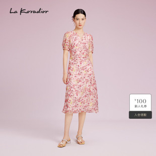 Koradior拉珂蒂2025夏100桑蚕丝印花连衣裙 意大利进口真丝