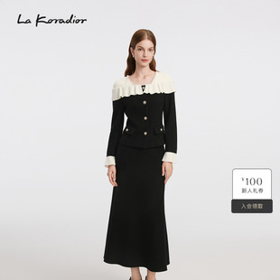 法式 Koradior拉珂蒂秋新款 荷叶边收腰香风外套 商场同款