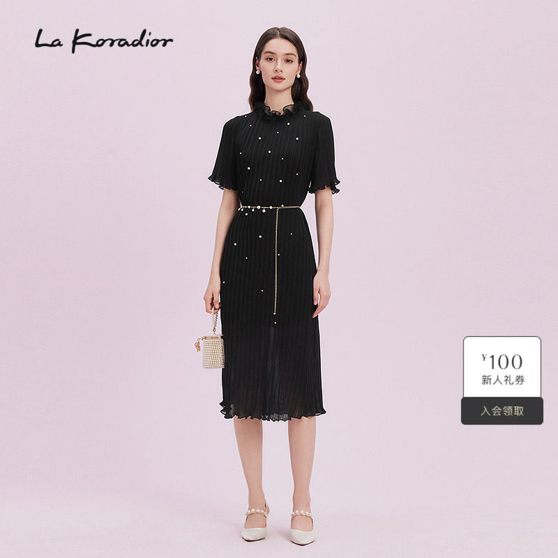 【商场同款】La koradior拉珂蒂气质连衣裙女2025夏季新款小黑裙