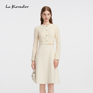 蕾丝拼接连衣裙 Lakoradior拉珂蒂名媛优雅女秋冬新款 商场同款
